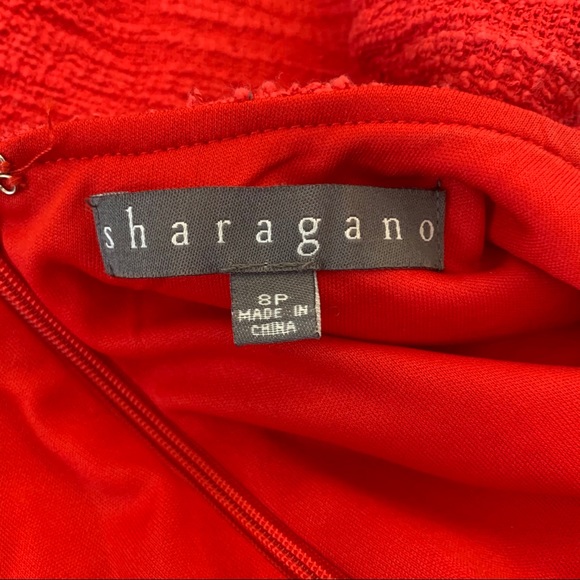 Sharagano Red Ruffle Knit Sleeveless Dress Sz 8P - Picture 8 of 10